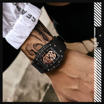 Pirate Skull Quartz Men Watches Military Silicone Band