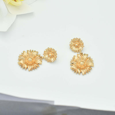 Earrings two daisy flowers pendant Dangle Earrings For Women