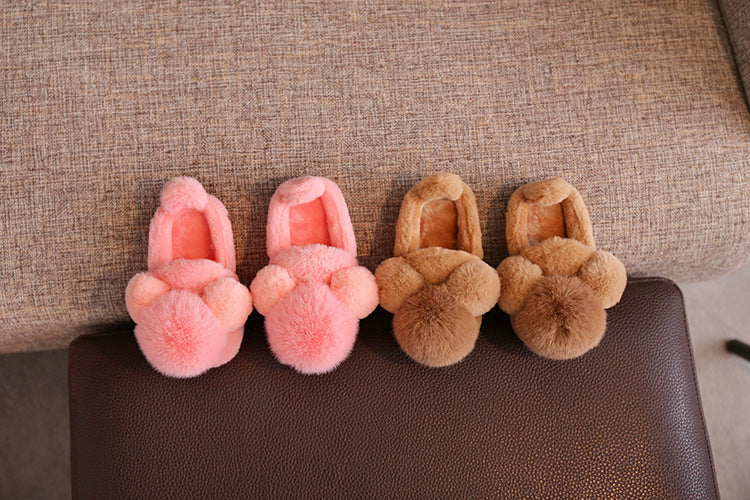 Kids Cartoon Fur Winter Slippers for Girls Boys Keep Warm Home Indoor Shoes