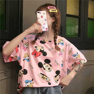 Loose Cartoon Casual  Cute Tops T Shirt Women Clothing