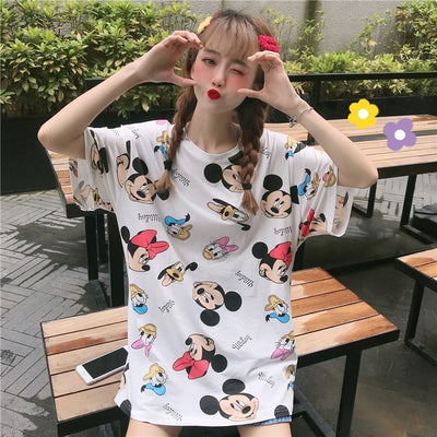 Loose Cartoon Casual  Cute Tops T Shirt Women Clothing