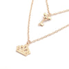 Double Layer Fashion Hollow Crown Key Long Chain Necklaces & Pendants