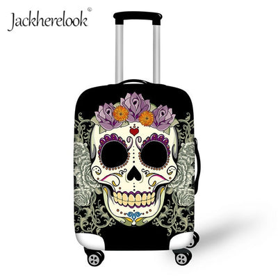 Jackherelook Cool Sugar Skull Baggage Bag Cover Dust Rain Proof Case for 18-32 Inch Luggage Bag Flower Travel Protective Trunk