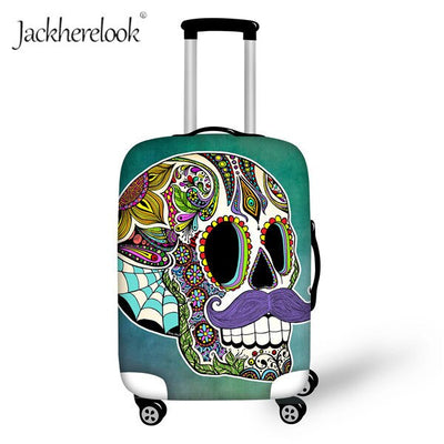 Jackherelook Cool Sugar Skull Baggage Bag Cover Dust Rain Proof Case for 18-32 Inch Luggage Bag Flower Travel Protective Trunk