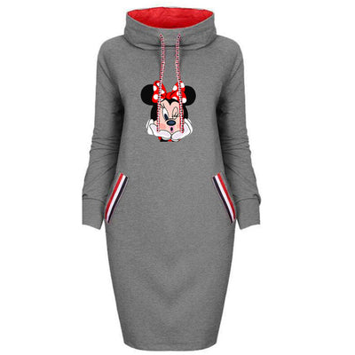 Cartoon Dress Women Pocket Warm Bodycon Dresses Vintage Clothes Party Casual Women