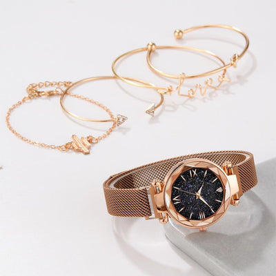 Luxury Brand Rose Gold Starry Sky Dial Watches Women Mother's Gift Mother's day