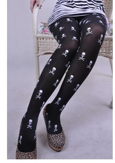 Pantyhose Stockings Women's Cross Skull Printed Tights Female stockings