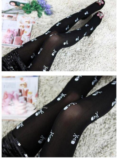 Pantyhose Stockings Women's Cross Skull Printed Tights Female stockings