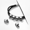 Skull Leather Bracelet for Men Boys Stainless Steel Double
