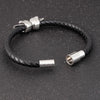 Unisex Jewelry Black Braided Leather Bracelets Stainless Steel