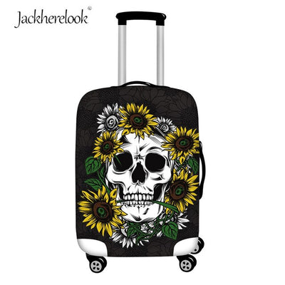 Jackherelook Cool Sugar Skull Baggage Bag Cover Dust Rain Proof Case for 18-32 Inch Luggage Bag Flower Travel Protective Trunk