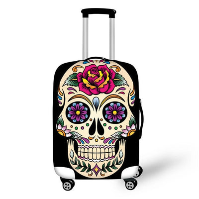 Jackherelook Cool Sugar Skull Baggage Bag Cover Dust Rain Proof Case for 18-32 Inch Luggage Bag Flower Travel Protective Trunk