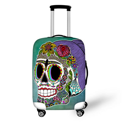 Jackherelook Cool Sugar Skull Baggage Bag Cover Dust Rain Proof Case for 18-32 Inch Luggage Bag Flower Travel Protective Trunk