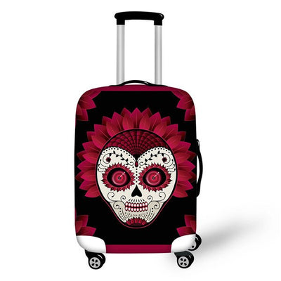 Jackherelook Cool Sugar Skull Baggage Bag Cover Dust Rain Proof Case for 18-32 Inch Luggage Bag Flower Travel Protective Trunk