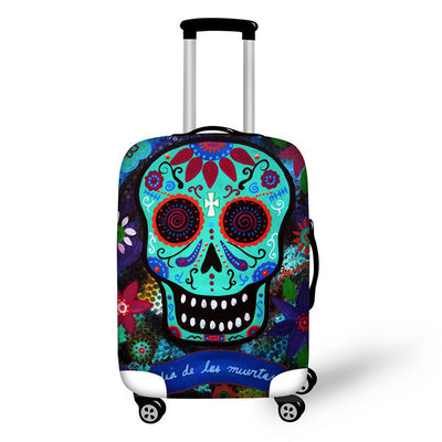 Jackherelook Cool Sugar Skull Baggage Bag Cover Dust Rain Proof Case for 18-32 Inch Luggage Bag Flower Travel Protective Trunk