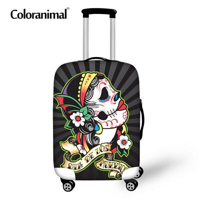 Jackherelook Cool Sugar Skull Baggage Bag Cover Dust Rain Proof Case for 18-32 Inch Luggage Bag Flower Travel Protective Trunk