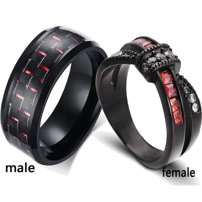 Couple Ring Red/White Zircon Bow Women Ring