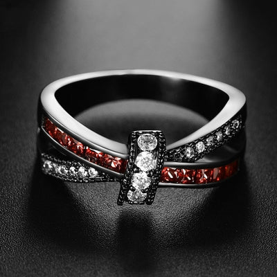 Couple Ring Red/White Zircon Bow Women Ring