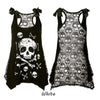 Skull Print Loose Lace Patchwork Bandages Casual Sleeveless