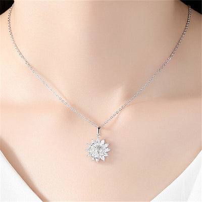 Sunflower Pendant Wish Card Necklace For Women Rose Gold Silver Color Make a Wish Necklace Gift For Mom