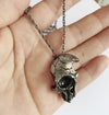 Explosions Retro Half Skull Necklace Metal Skull Pendant Gothic