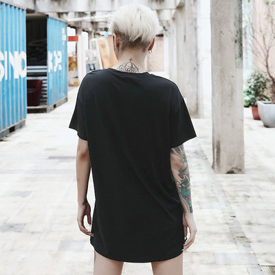 Black T-shirts Skull Party Long Tops