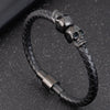 Unisex Jewelry Black Braided Leather Bracelets Stainless Steel