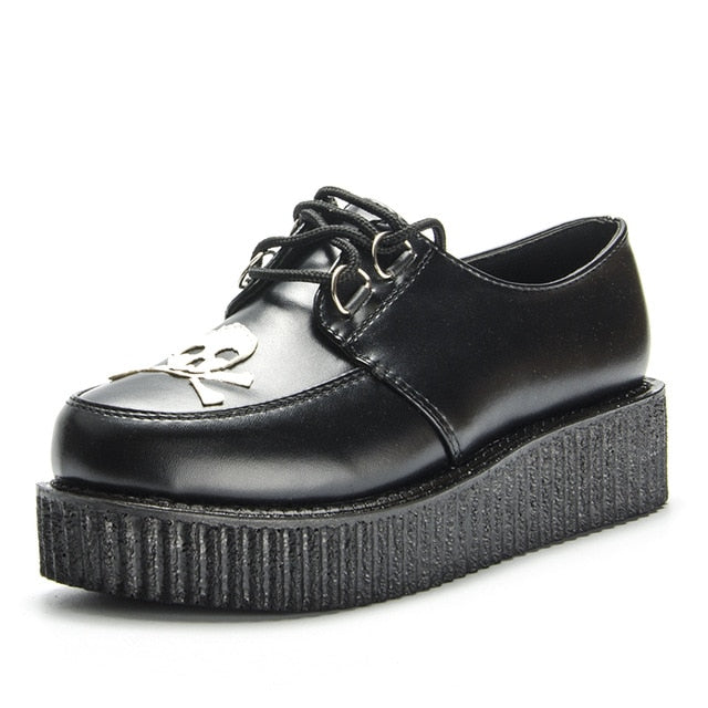 Skull Leather Creepers shoes women Shoes ladies