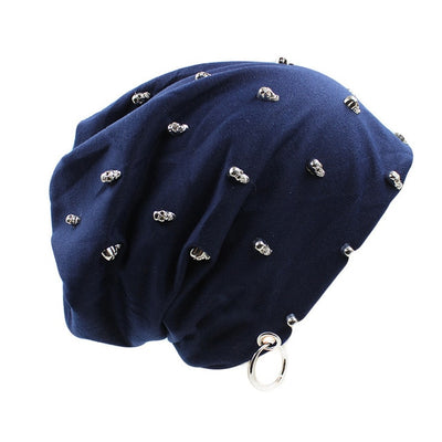 Casual Hat With Skull Hoop Winter Warm Hip Hop Bonnet Hats