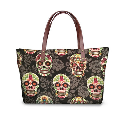 THIKIN Sugar Skull Print Women Leather Shoulder Bags Travel Capacity Handbags Ladies Top-Handle Bags Females Hand Bag Girls 2019