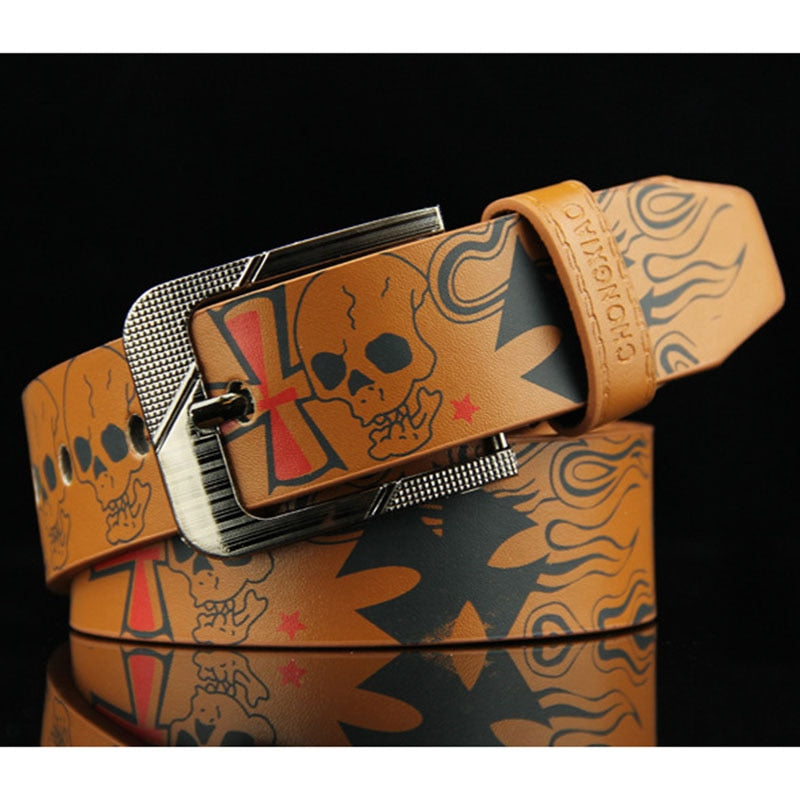 Skull Punk needle buckle belt men's belt