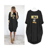 Dress Women Cartoon Pattern Casual Letter O-Neck Dresses