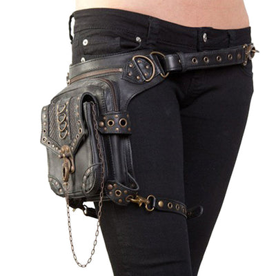 Women Thigh Leg Bag Steampunk Retro Rock Waist Hip Belt Skull Bag