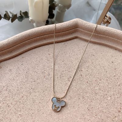 Disney Summer New Minnie Mouse Cute Mickey Mouse Titanium Steel Short Chain Shell Mickey Clavicle Chain Girl Necklace