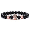 hollow charm bracelet men's and women's CZ skull lava rock