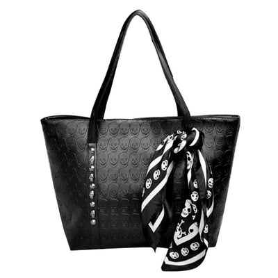 Fashion PU Leather Women Skull Bag Female Solid Punk Shoulder Bag Soft Women Handbags Ladies Skull Printed Shoulder Bag