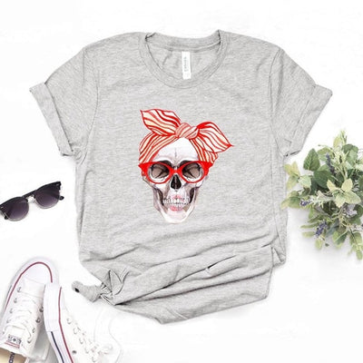 bandana skull Print Women tshirt Cotton Casual Funny t shirt Gift 90s Lady Yong Girl Drop Ship 6 Colors PM-9832