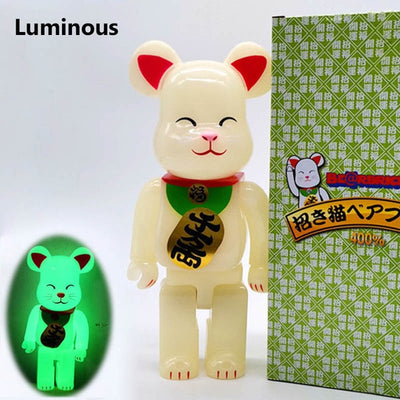 Popular Toys 28CM Noctilucous Lucky Cat Bearbricklys Action Figures Blocks Anime Dolls Art Collectible Model to Friend Kids Gift