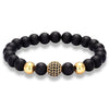 Punk Head Skeleton Charm Stone Natural Pearl Men's Bracelet