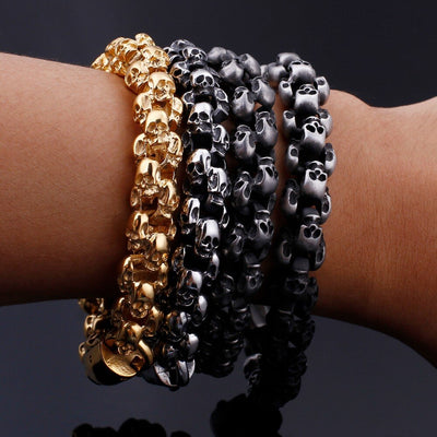 Punk Skull Bracelets Stainless Steel Shiny Matte Skull Charm