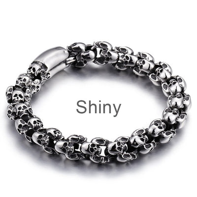 Punk Skull Bracelets Stainless Steel Shiny Matte Skull Charm