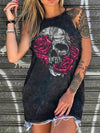 Shirts 2020 Women Loose Sexy Off Shoulder Skull Print Punk Style Tops