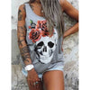 Shirts 2020 Women Loose Sexy Off Shoulder Skull Print Punk Style Tops