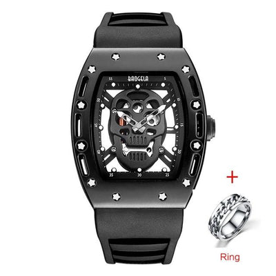 Pirate Skull Quartz Men Watches Military Silicone Band