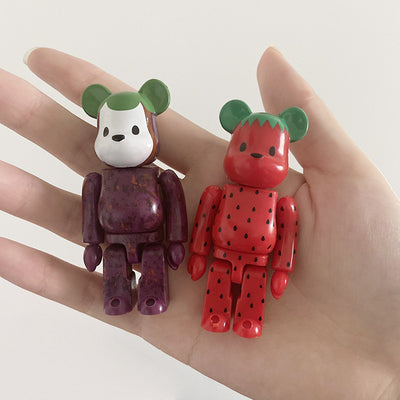 100% Bearbricklys Mini Action Figures Blocks Fruit Bear Dolls PVC Street Art Collectible Models Toys to Kids Christmas Gifts