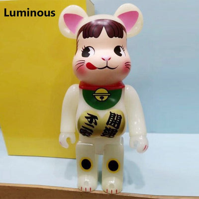 Popular Toys 28CM Noctilucous Lucky Cat Bearbricklys Action Figures Bear Dolls Collectible Model to Friends Kids Christmas Gifts