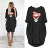 Bow skull DRESS WOMEN POCKET WOMEN PUNK COTTON OFF SHOULDER TOPS