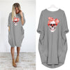 Bow skull DRESS WOMEN POCKET WOMEN PUNK COTTON OFF SHOULDER TOPS