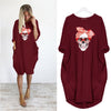 Bow skull DRESS WOMEN POCKET WOMEN PUNK COTTON OFF SHOULDER TOPS