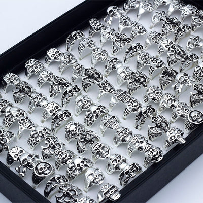 25pcs Skull Skeleton Gothic Alloy Rings Punk style rings for mens womens Wholesale Jewelry lots